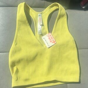 FP Movement by Free People Ribbed Racerback Crop Tank — Bright Yellow